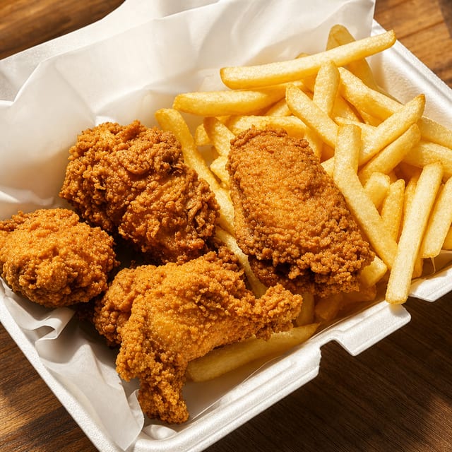 Chicken Wings (4) Basket & French Fries.
